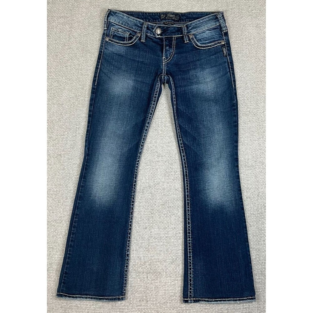 Silver Jeans Tuesday Bootcut Women's 32x28 (Tag 29x33) Blue Stretch Thick Stitch